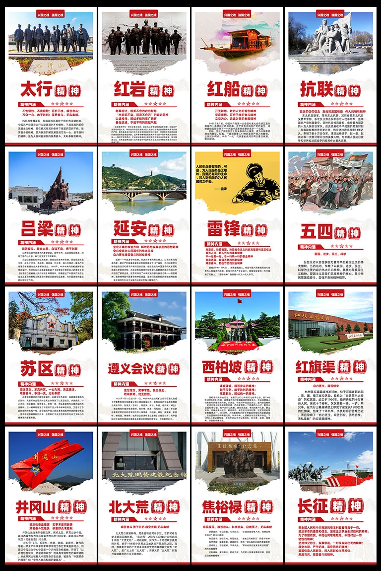 弘扬中国精神谱系红色主题展板海报挂图素材