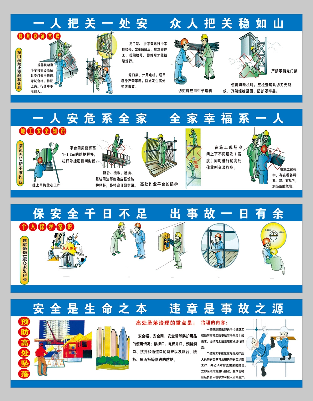 工地安全生产知识漫画围墙围挡展板施工标语海报宣传栏素材111