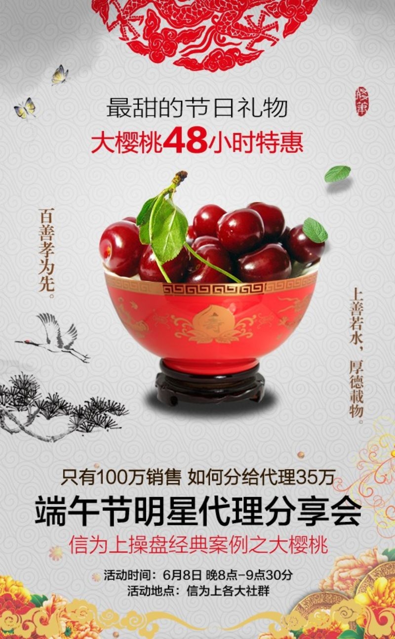 新鲜的樱桃促销宣传单海报展板背景广告设计素材 (18)