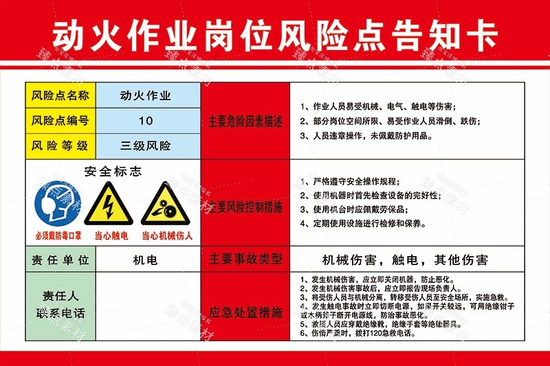 动火作业安全风险点告知牌展板海报安全生产警示牌图片素材 (9)