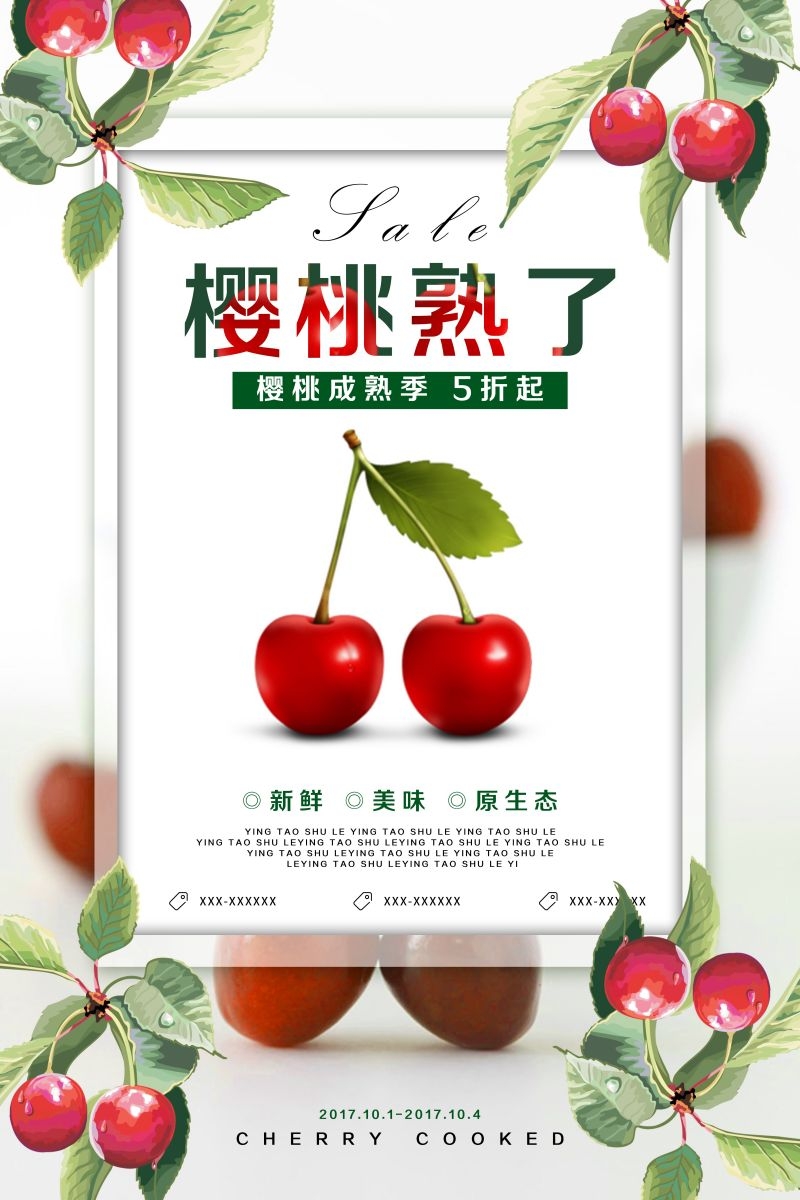 新鲜的樱桃促销宣传单海报展板背景广告设计素材 (12)