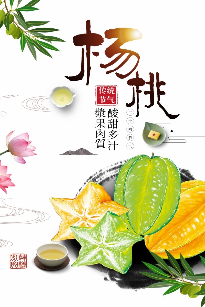 新鲜的杨桃海报展板背景模板宣传单 (11)