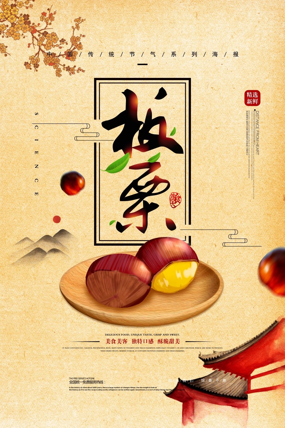 干果坚果糖炒板栗板栗促销宣传广告设计海报模板素材 (18)