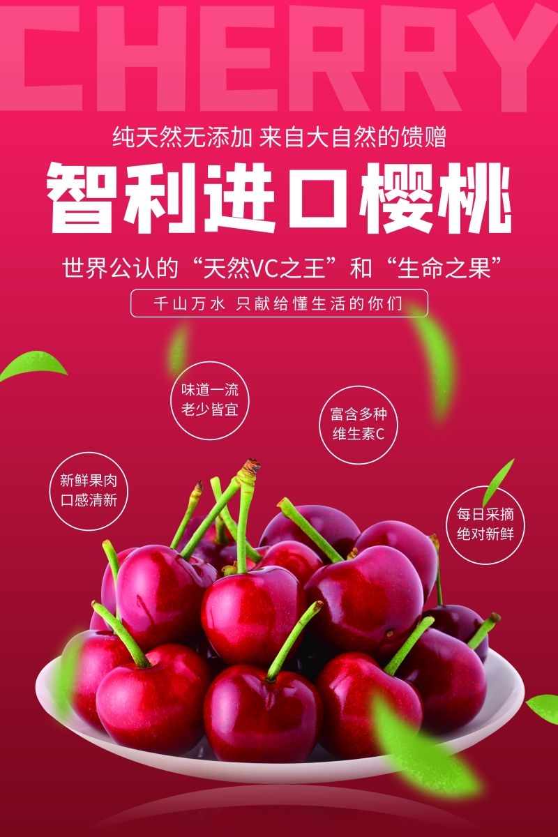 新鲜的樱桃促销宣传单海报展板背景广告设计素材 (44)