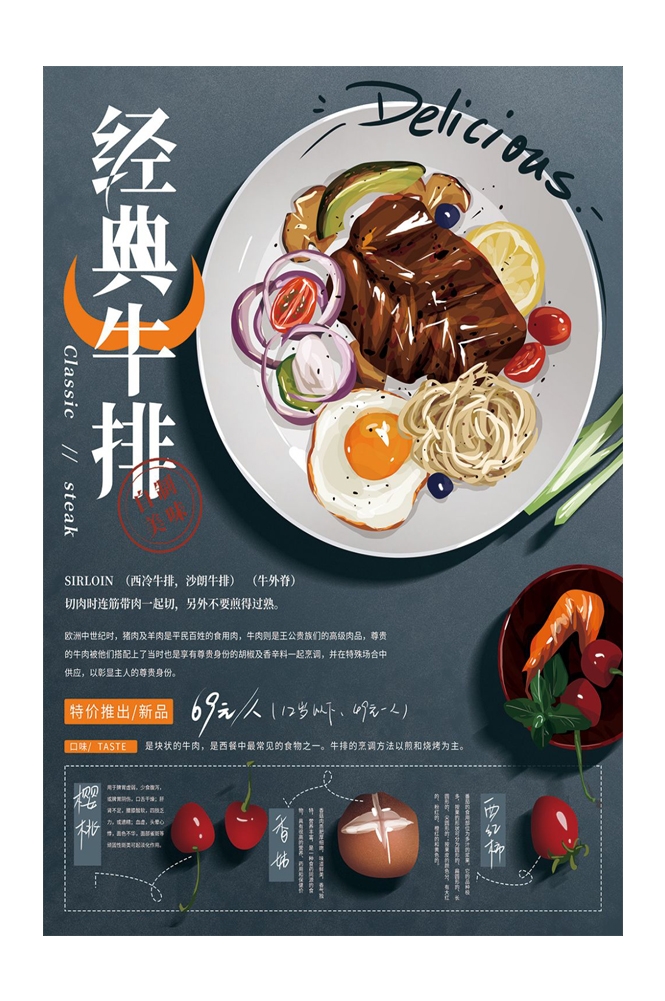 菲力章式牛排宣传海报 (30)