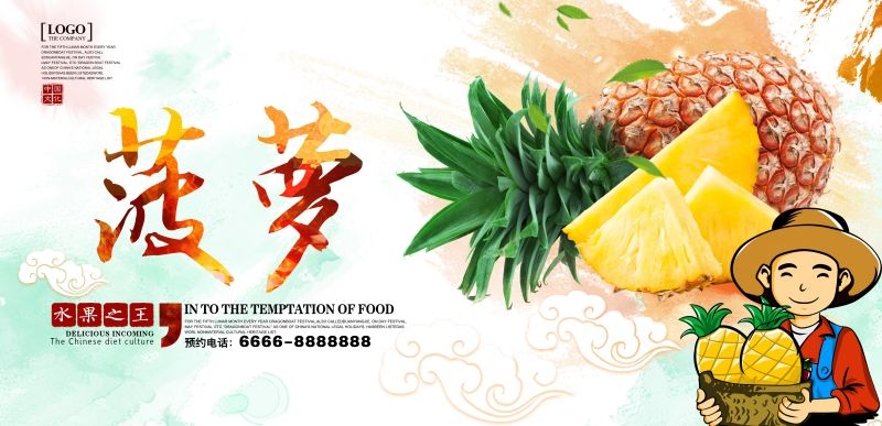 新鲜菠萝海报展板背景促销宣传素材 (5)