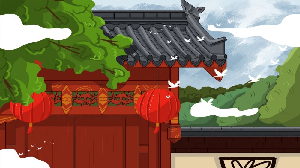 古建筑中国风国潮城市海报插画扁平印象地标 (15)