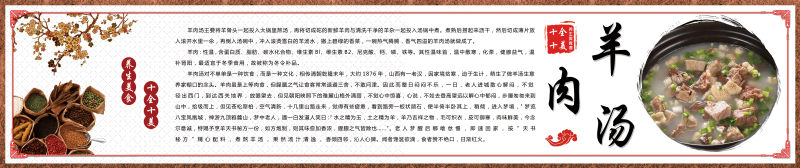 复古羊肉汤馆装饰画壁画展板海报