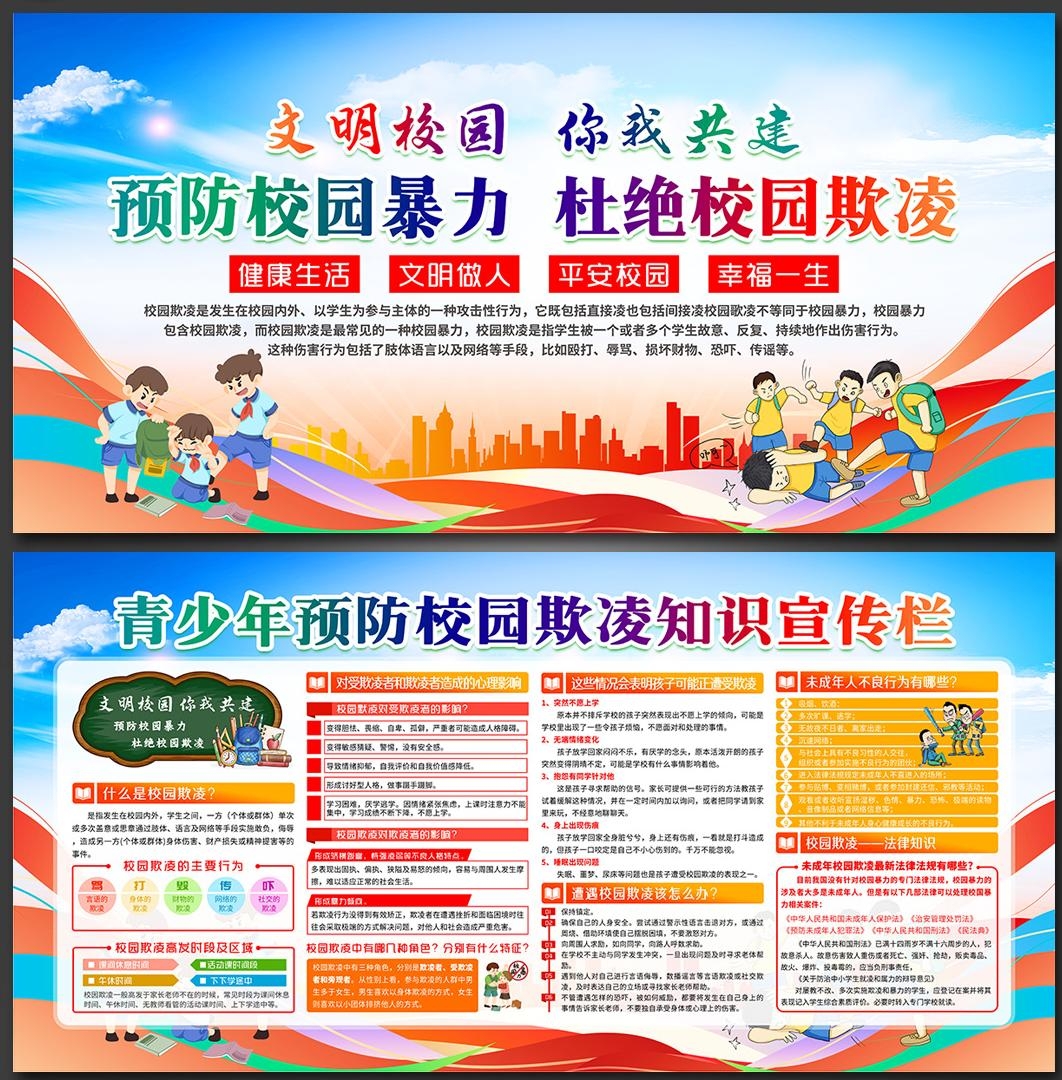 预防反对校园欺凌暴力展板宣传栏 (7)
