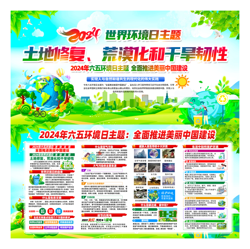 2024年世界环境日展板海报宣传栏六五环境日图片素材12