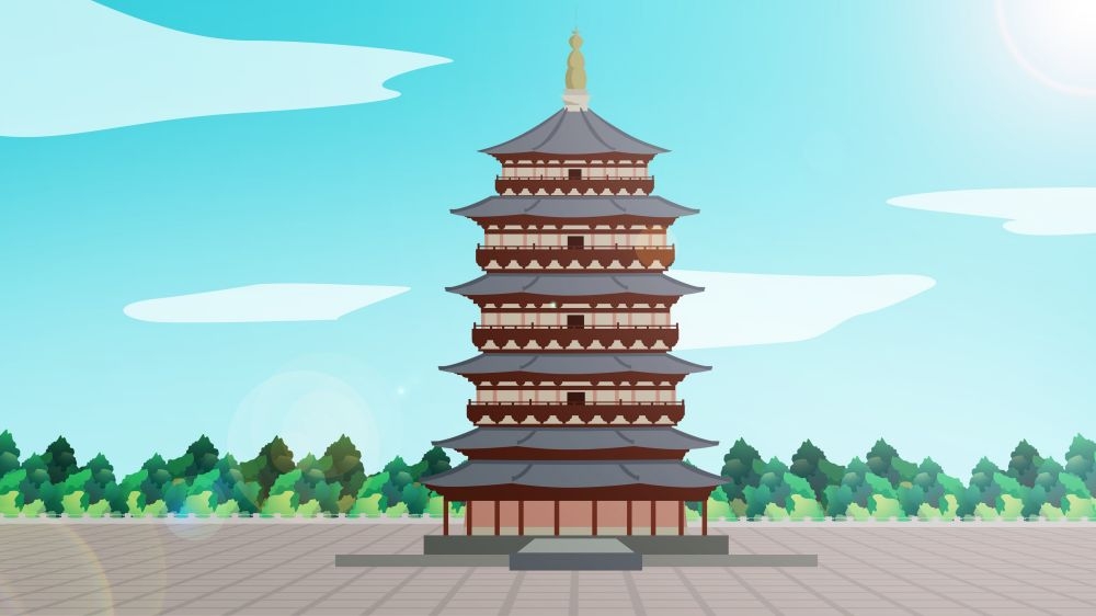 古建筑中国风国潮城市海报插画扁平印象地标 (27)