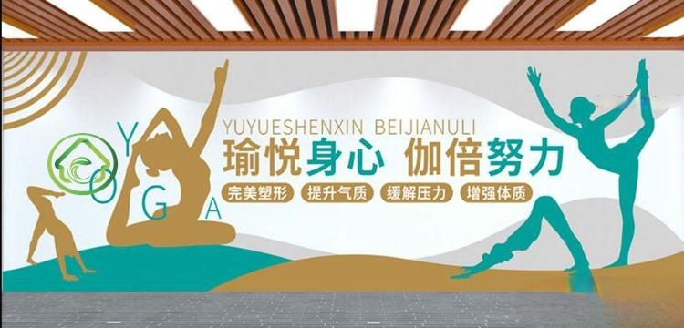 瑜伽培训班教室背景形象文化墙 (11)