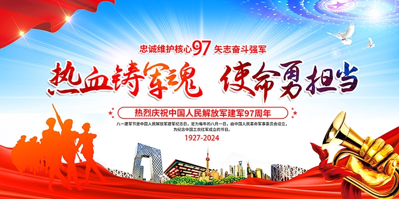 2024年八一建军节97周年宣传栏展板 (6)
