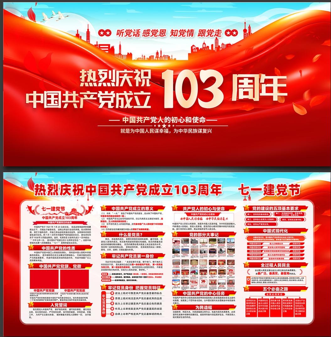 2024七一建党节建党103周年展板 (5)
