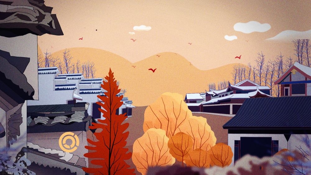 古建筑中国风国潮城市海报插画扁平印象地标 (26)