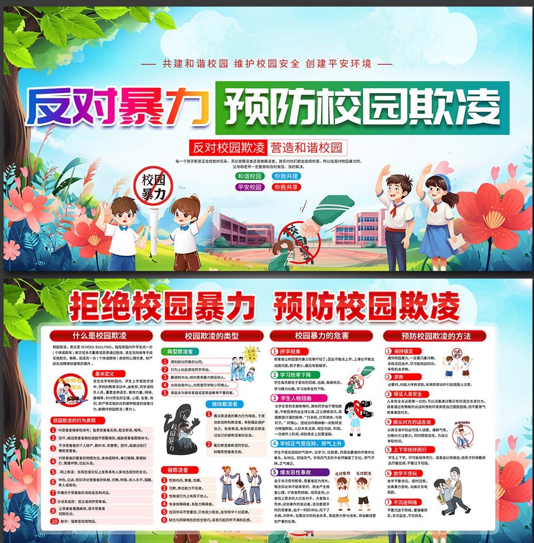预防反对校园欺凌暴力展板宣传栏 (11)