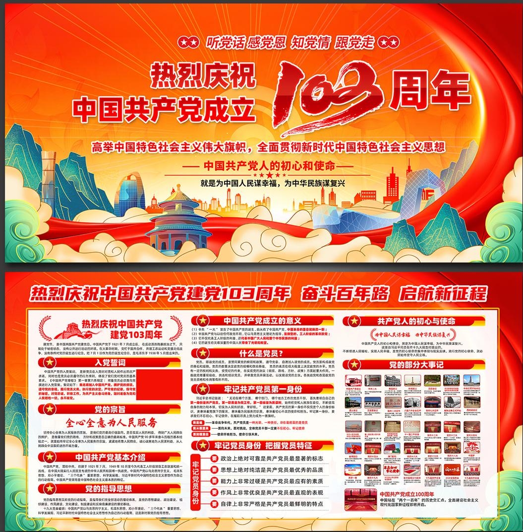 2024七一建党节建党103周年展板 (1)