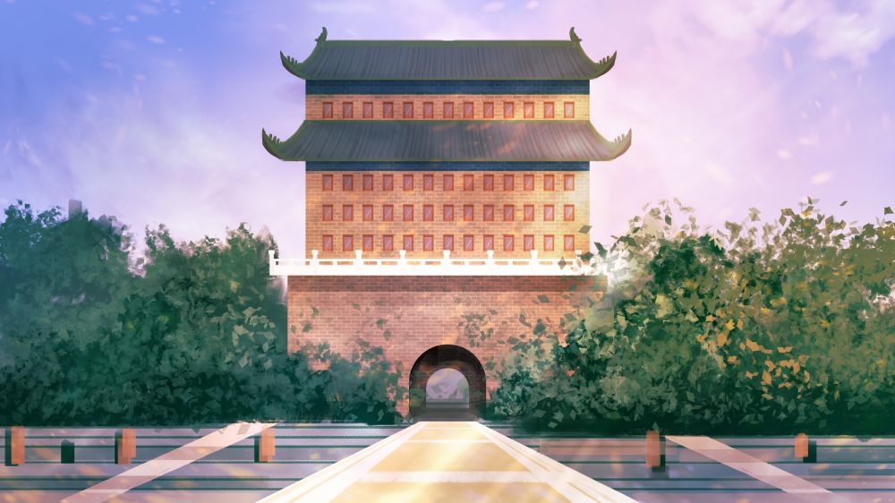 古建筑中国风国潮城市海报插画扁平印象地标 (83)