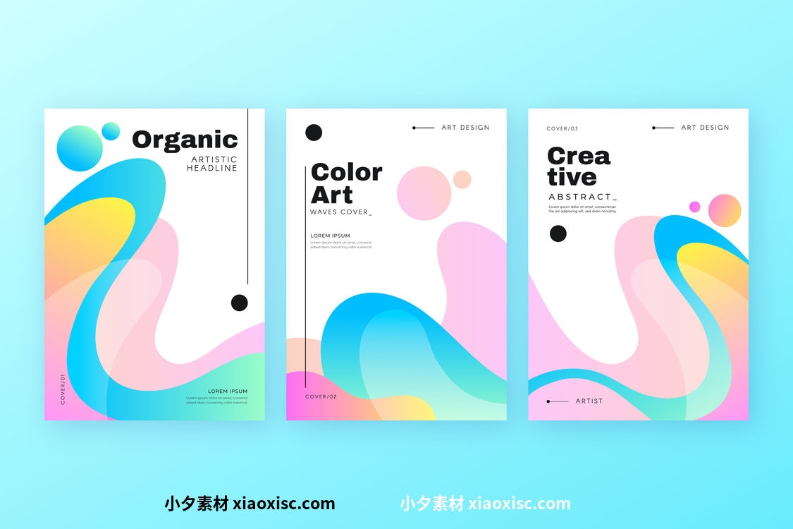 扁平化渐变孟菲斯几何科技感线条海报背景画册封面 (9)