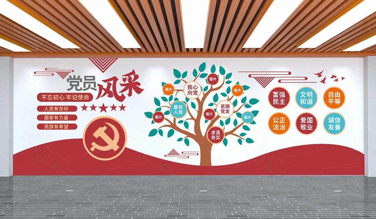 党员活动室党员风采照片文化墙 (4)