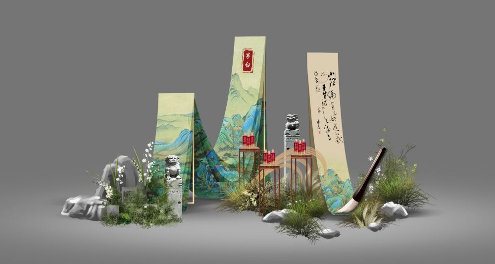 中式古风茅台酒美陈