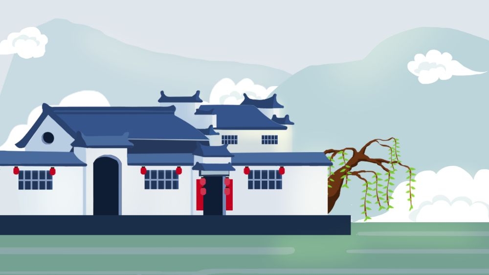 古建筑中国风国潮城市海报插画扁平印象地标 (4)