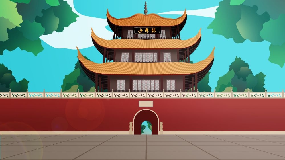 古建筑中国风国潮城市海报插画扁平印象地标 (81)