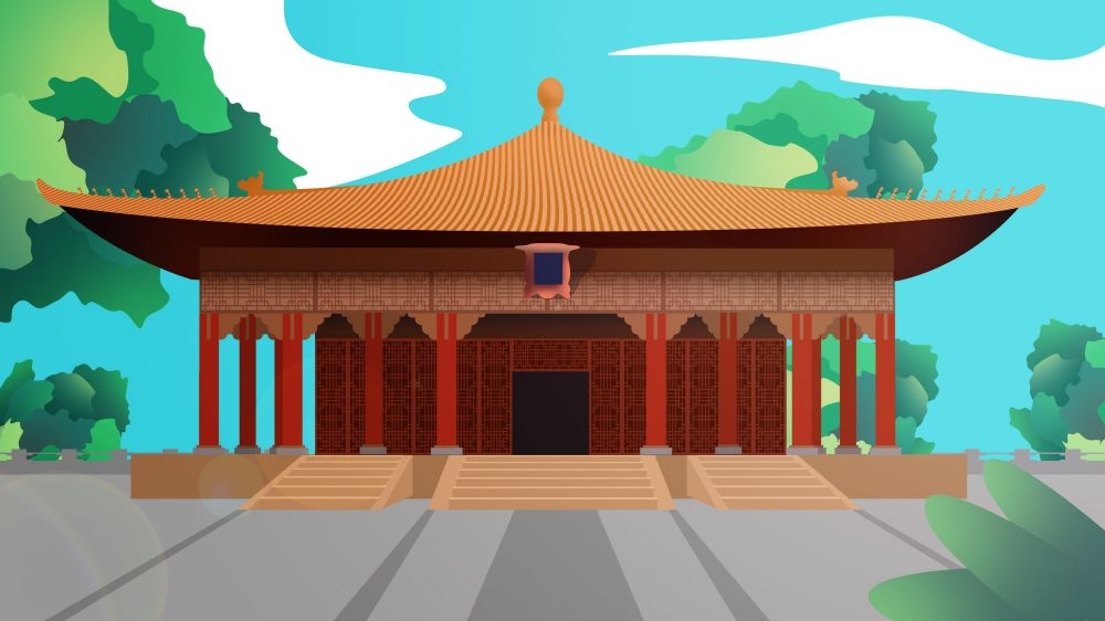 古建筑中国风国潮城市海报插画扁平印象地标 (50)