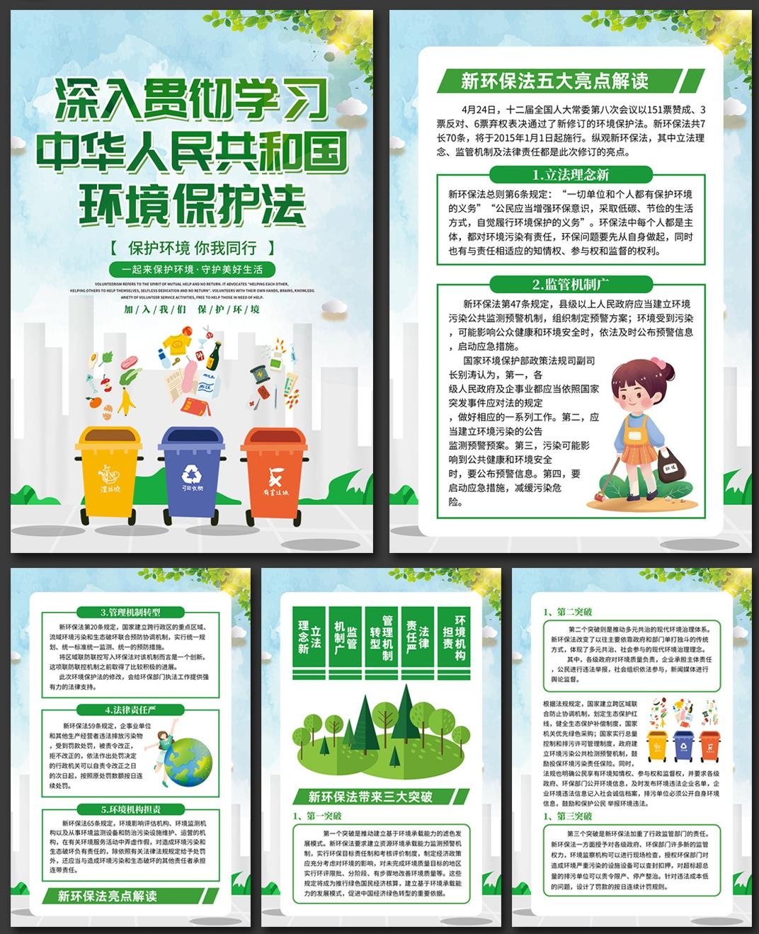 环境保护法宣传海报挂画套图 (1)