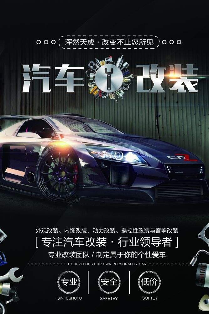 汽车改装汽车美容促销宣传海报