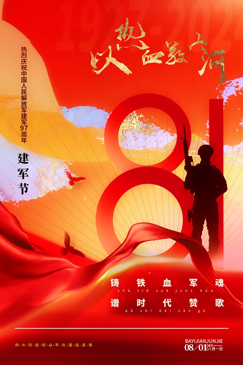 2024年八一建军节97周年宣传海报 (6)