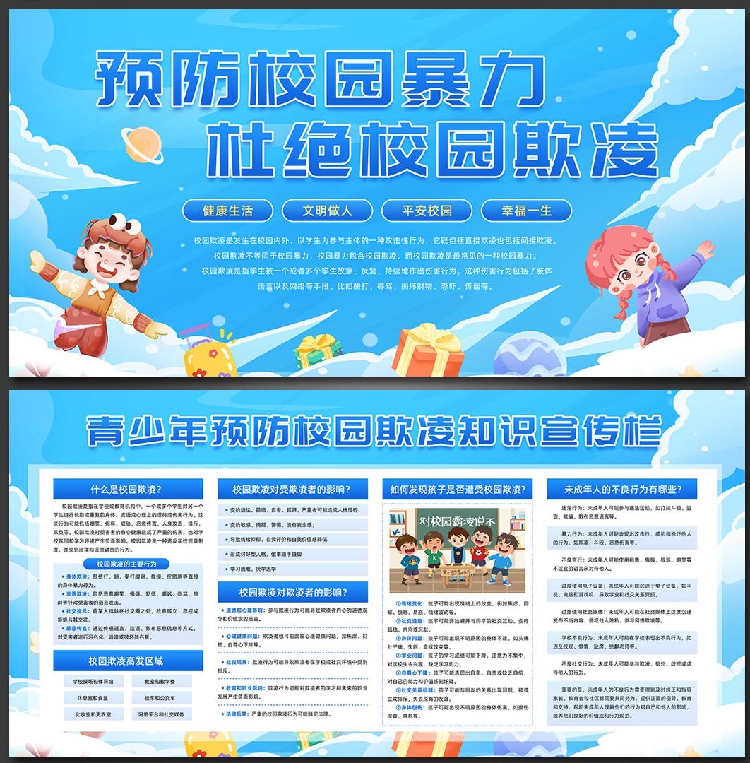 预防反对校园欺凌暴力展板宣传栏 (4)