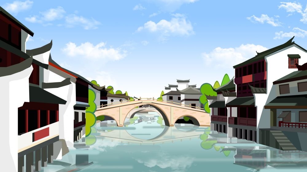 古建筑中国风国潮城市海报插画扁平印象地标 (20)