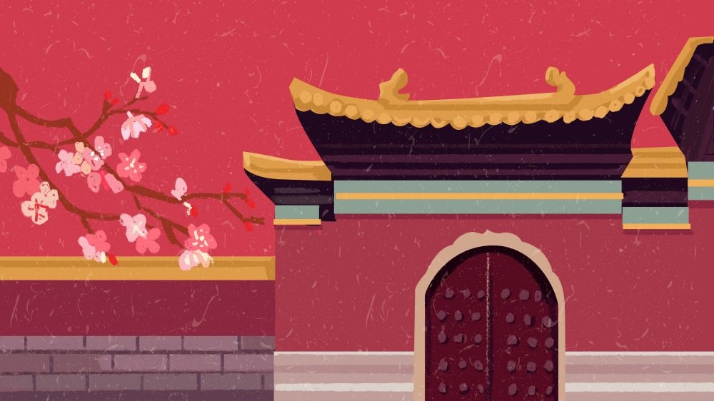古建筑中国风国潮城市海报插画扁平印象地标 (89)