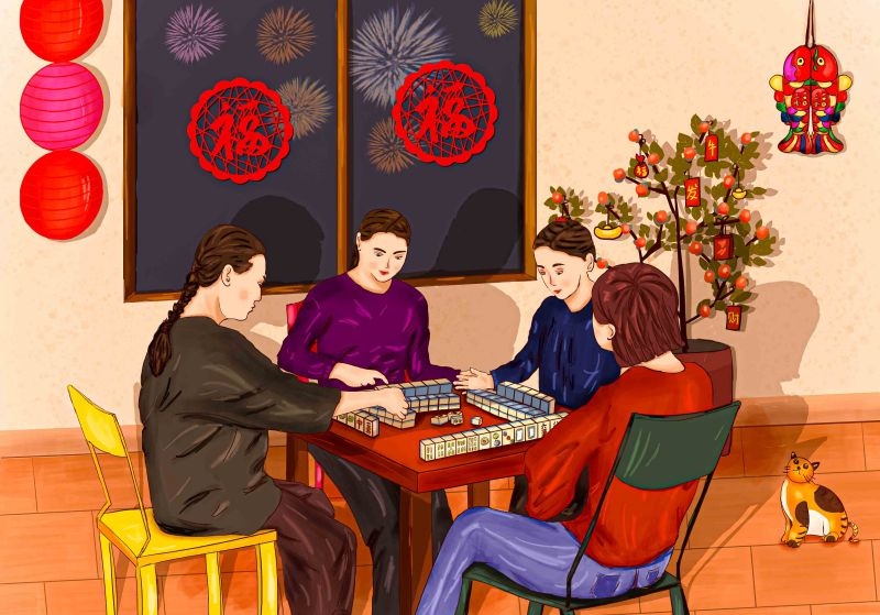 中国风棋牌室海报麻将馆比赛宣传海报10
