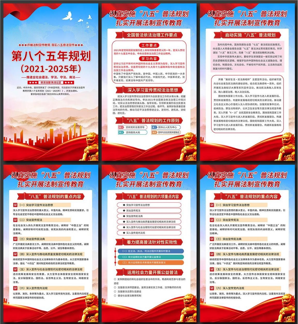 八五普法规划宣传海报套图挂画 (3)