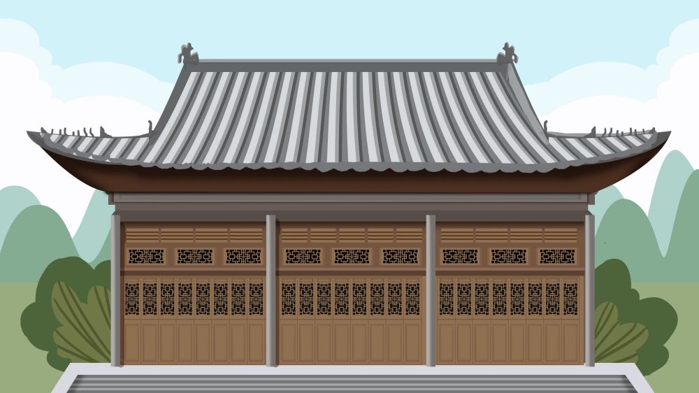 古建筑中国风国潮城市海报插画扁平印象地标 (48)