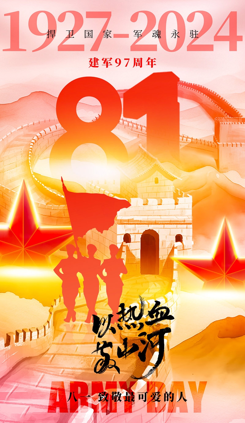 2024年八一建军节97周年宣传海报 (7)