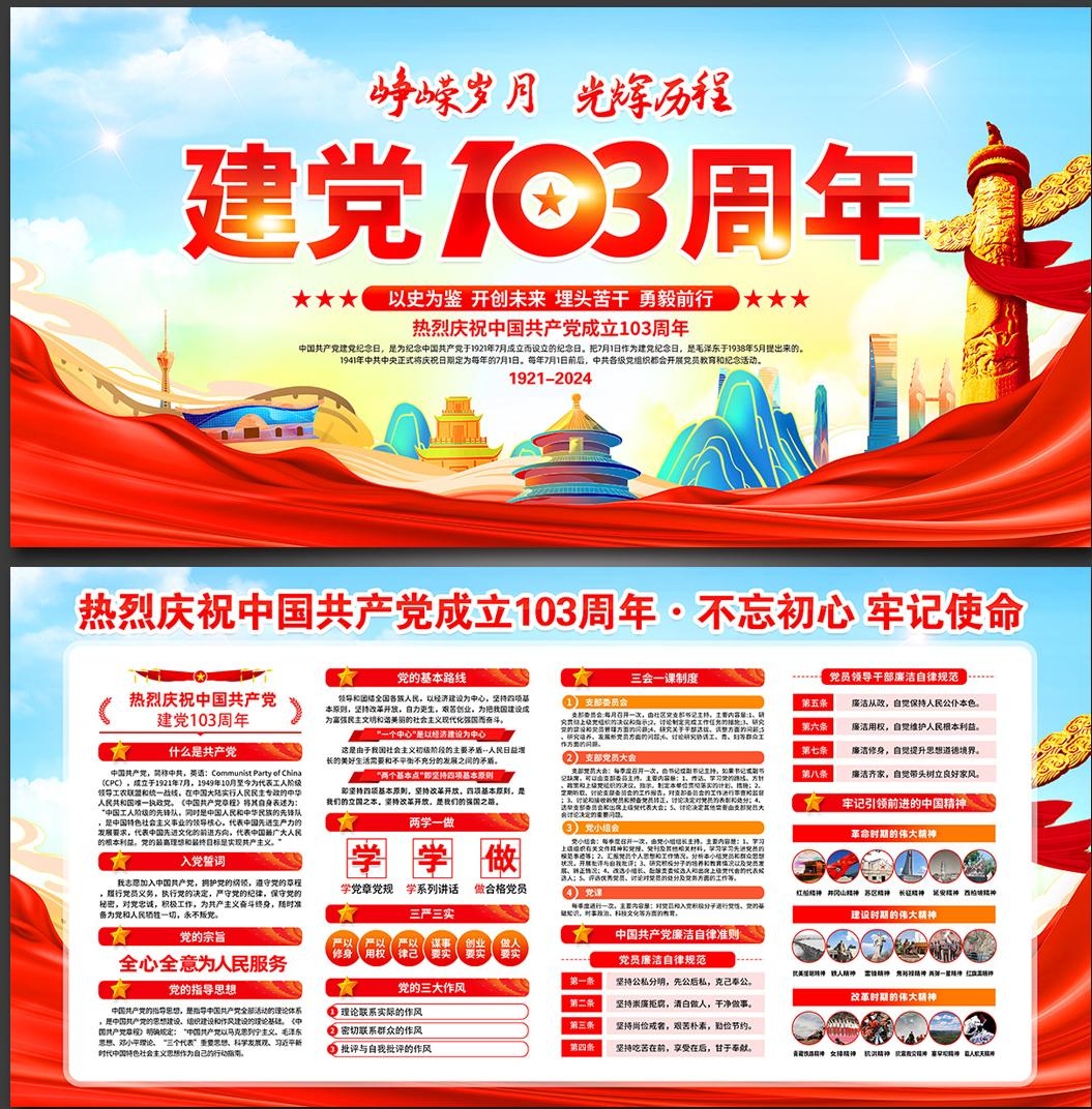 2024七一建党节建党103周年展板 (11)