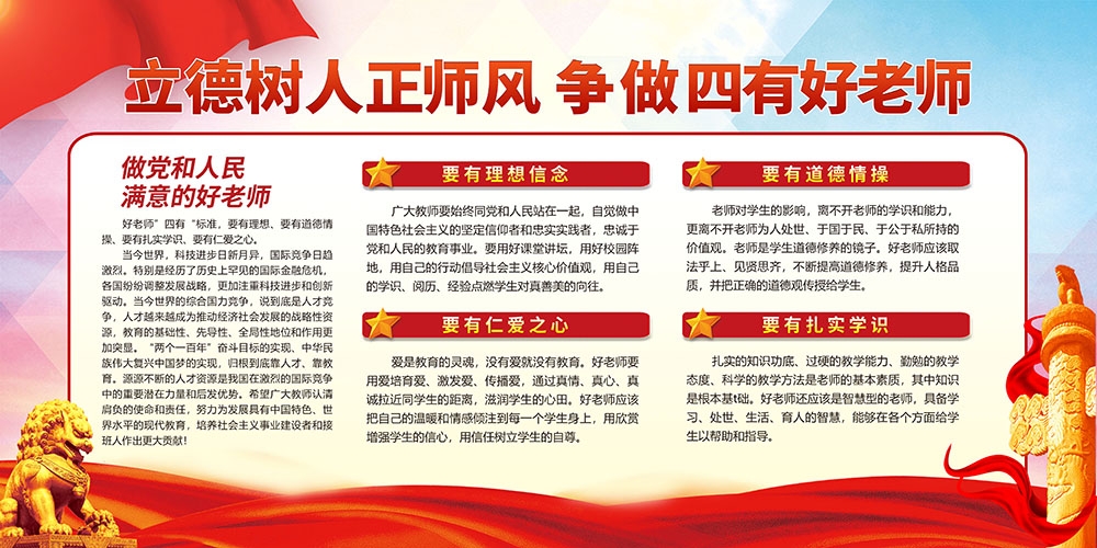 师德师风学校四有好老师宣传栏展板 (12)