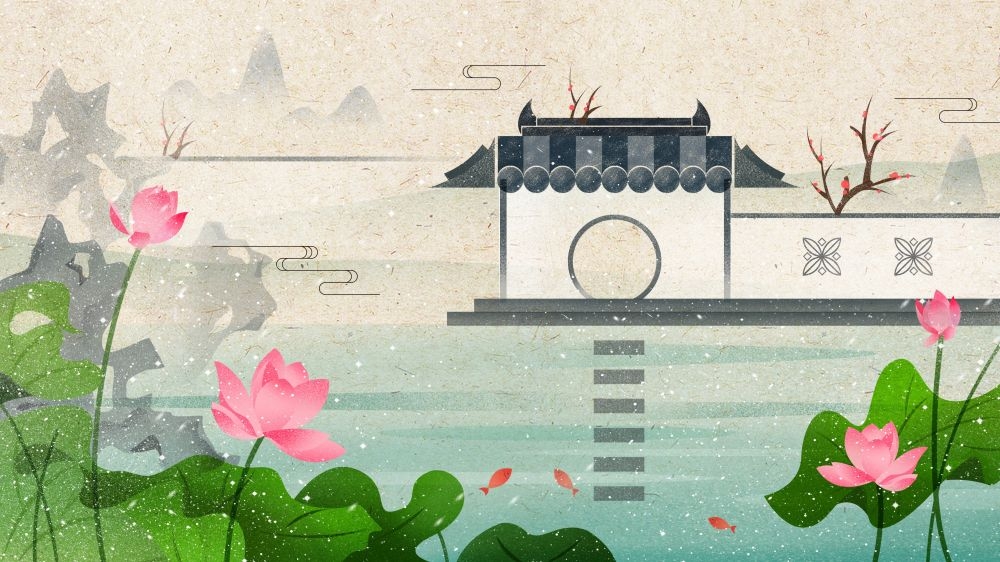 古建筑中国风国潮城市海报插画扁平印象地标 (91)