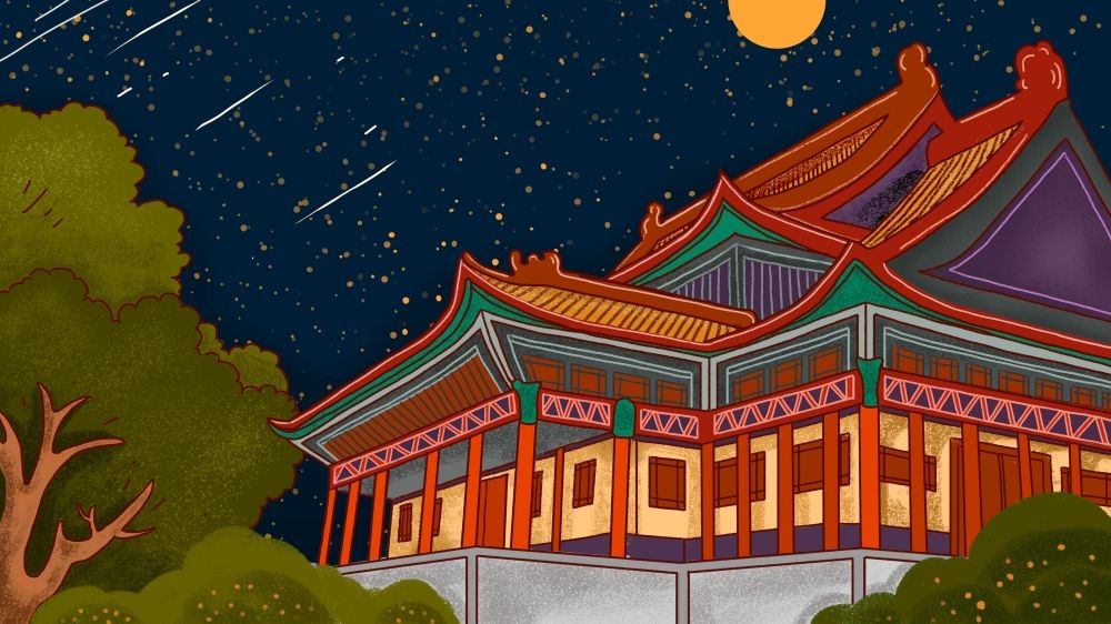 古建筑中国风国潮城市海报插画扁平印象地标 (88)