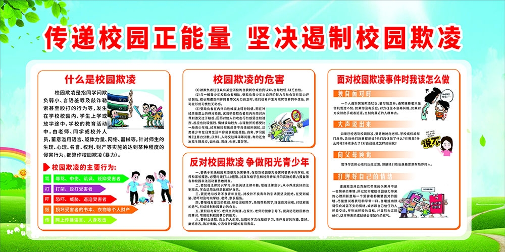 预防反对校园欺凌暴力展板宣传栏CDR (7)