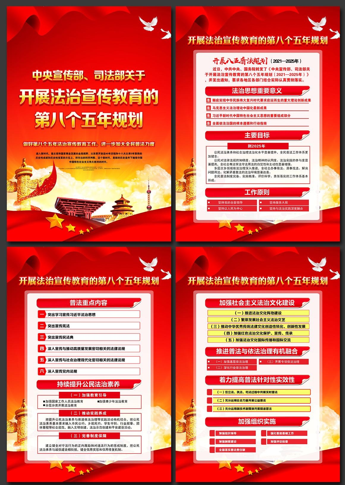八五普法规划宣传海报套图挂画 (1)