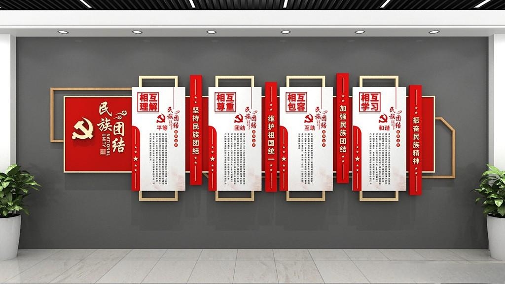 简约民族团结党建文化墙