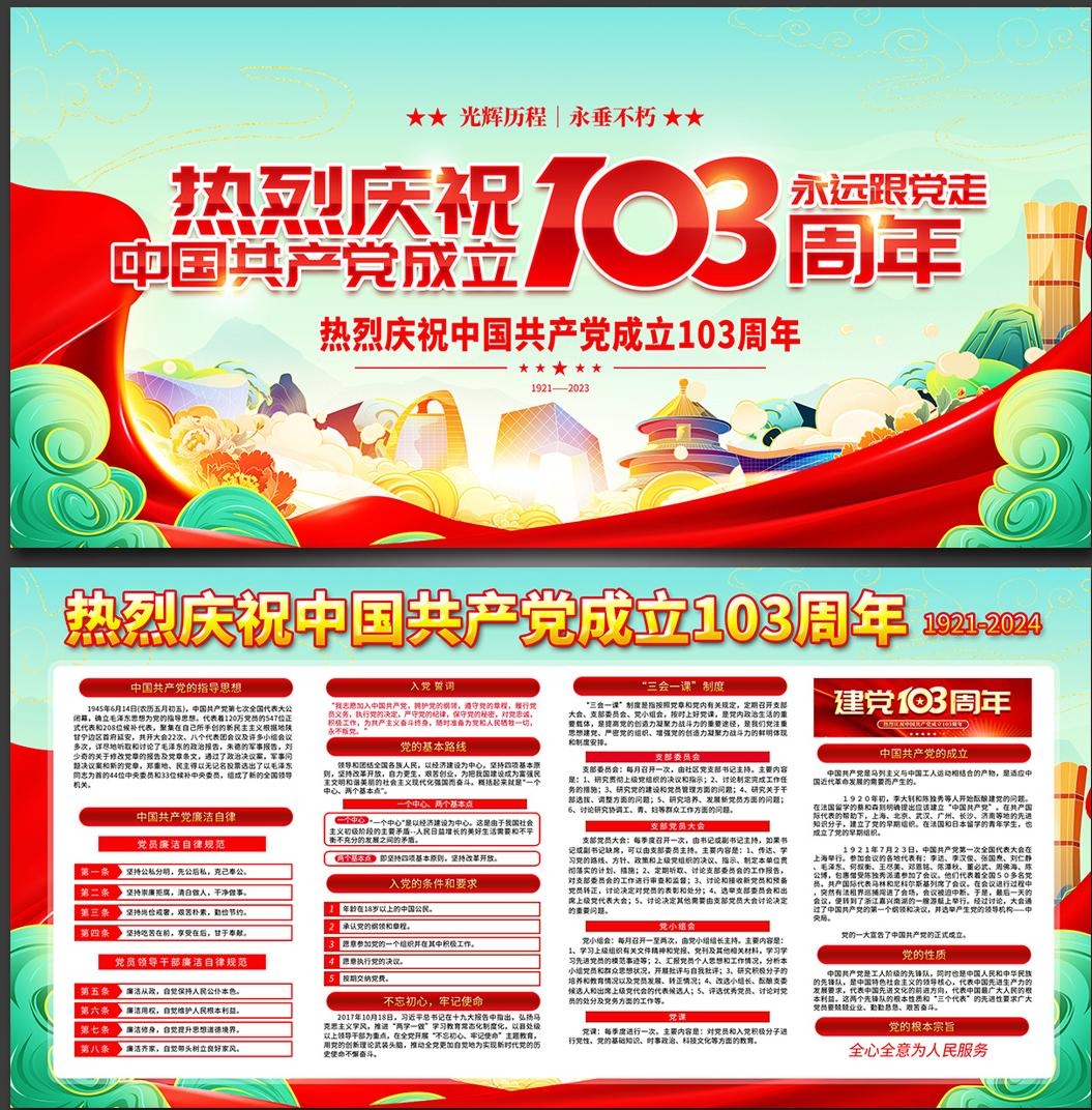 2024七一建党节建党103周年展板 (9)