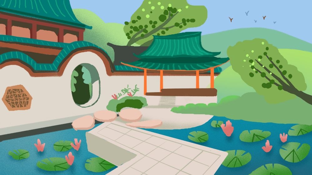 古建筑中国风国潮城市海报插画扁平印象地标