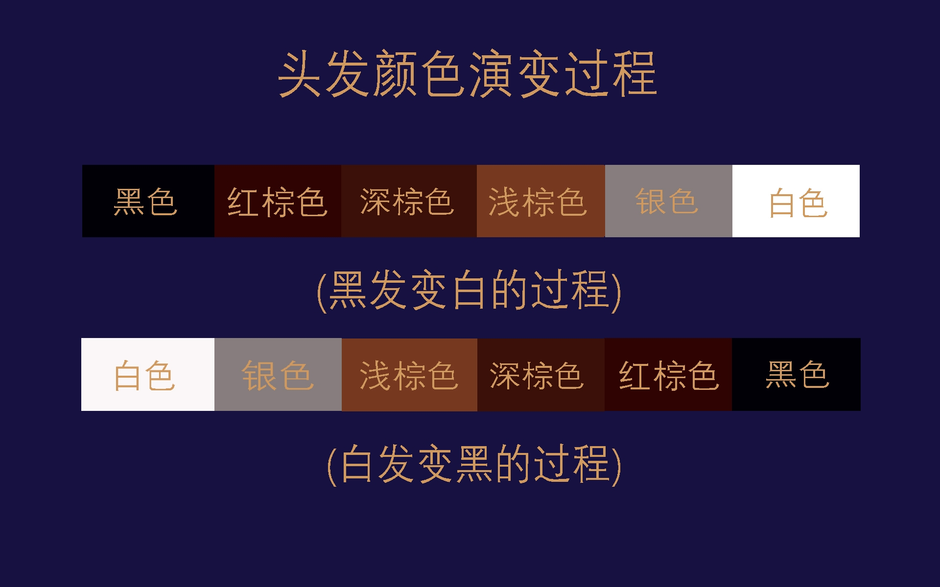 头发颜色演变过程