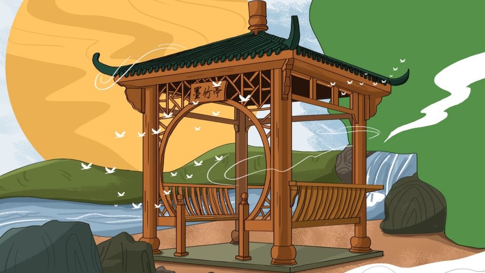 古建筑中国风国潮城市海报插画扁平印象地标 (13)