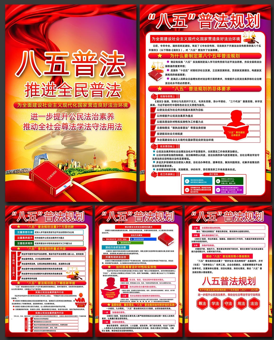 八五普法规划宣传海报套图挂画 (4)